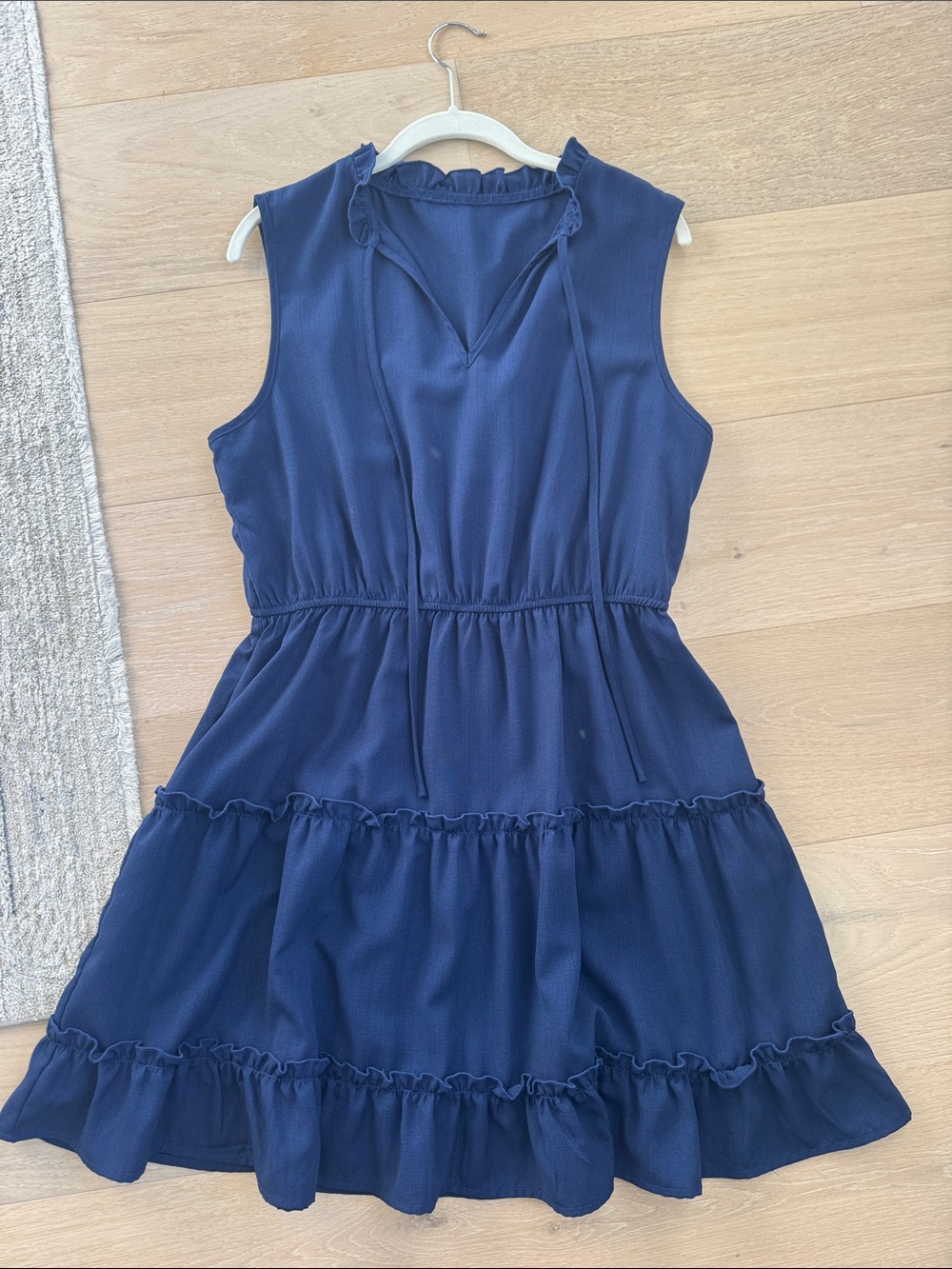 Navy Ruffled Tiered Sleeveless Dress